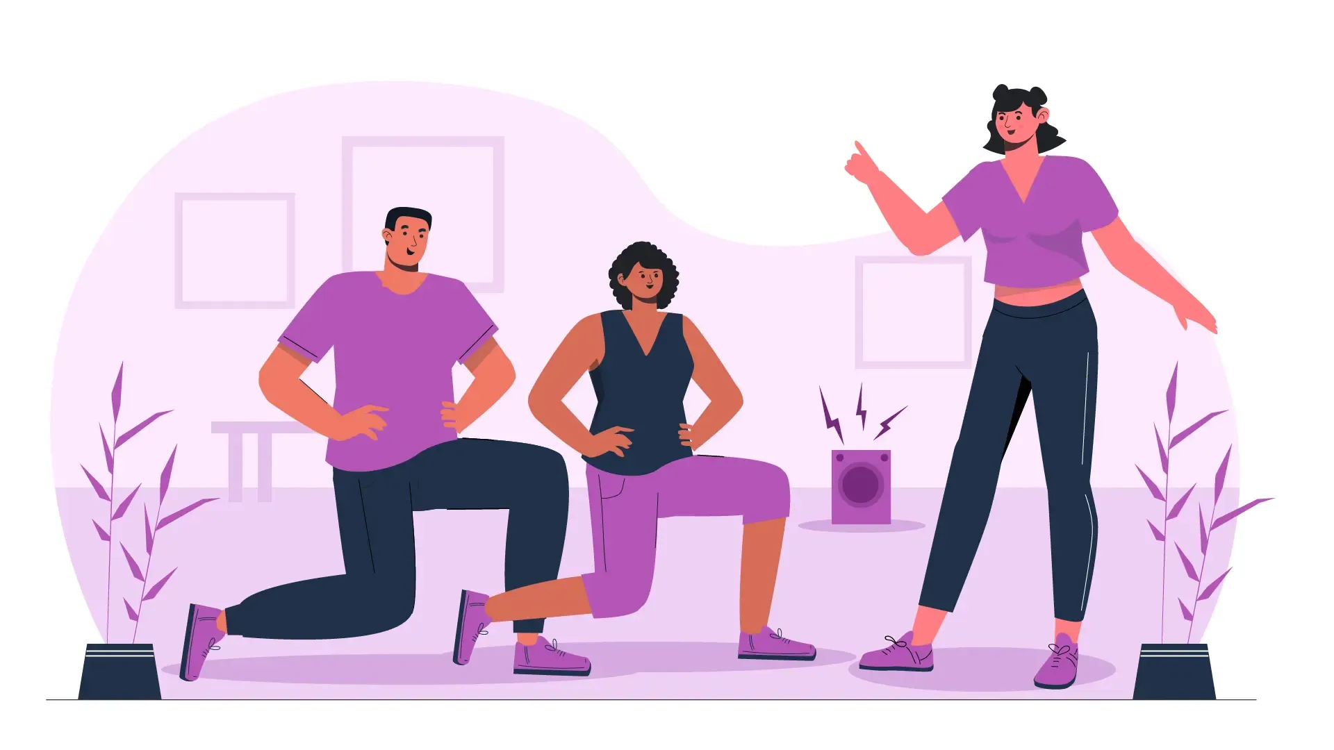 Energetic Exercise Routine Illustrated with Vibrant Flat 2D Characters image